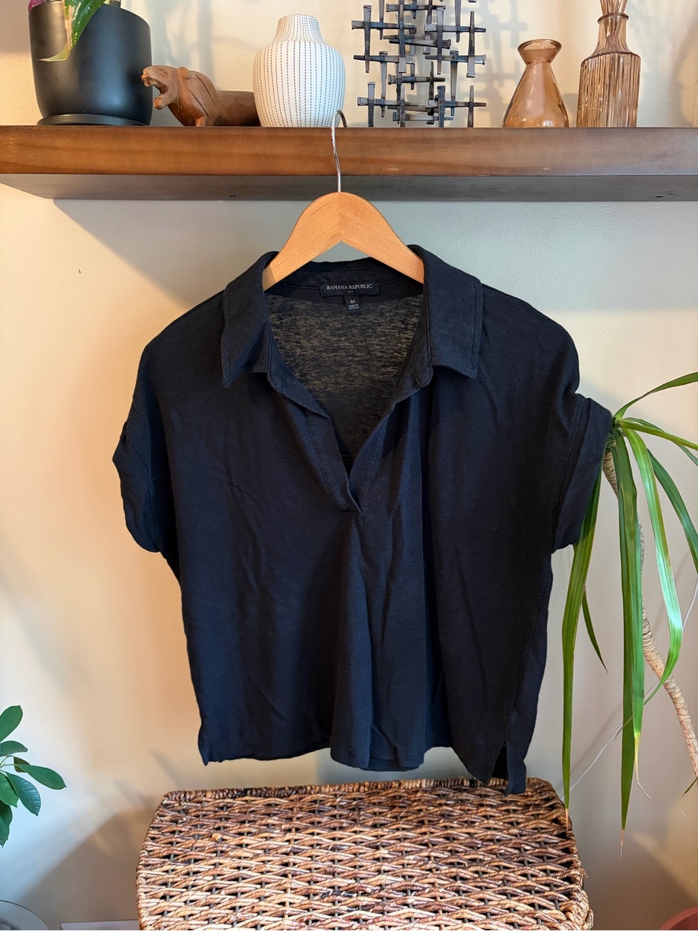 Banana Republic Popover Linen Blend Top